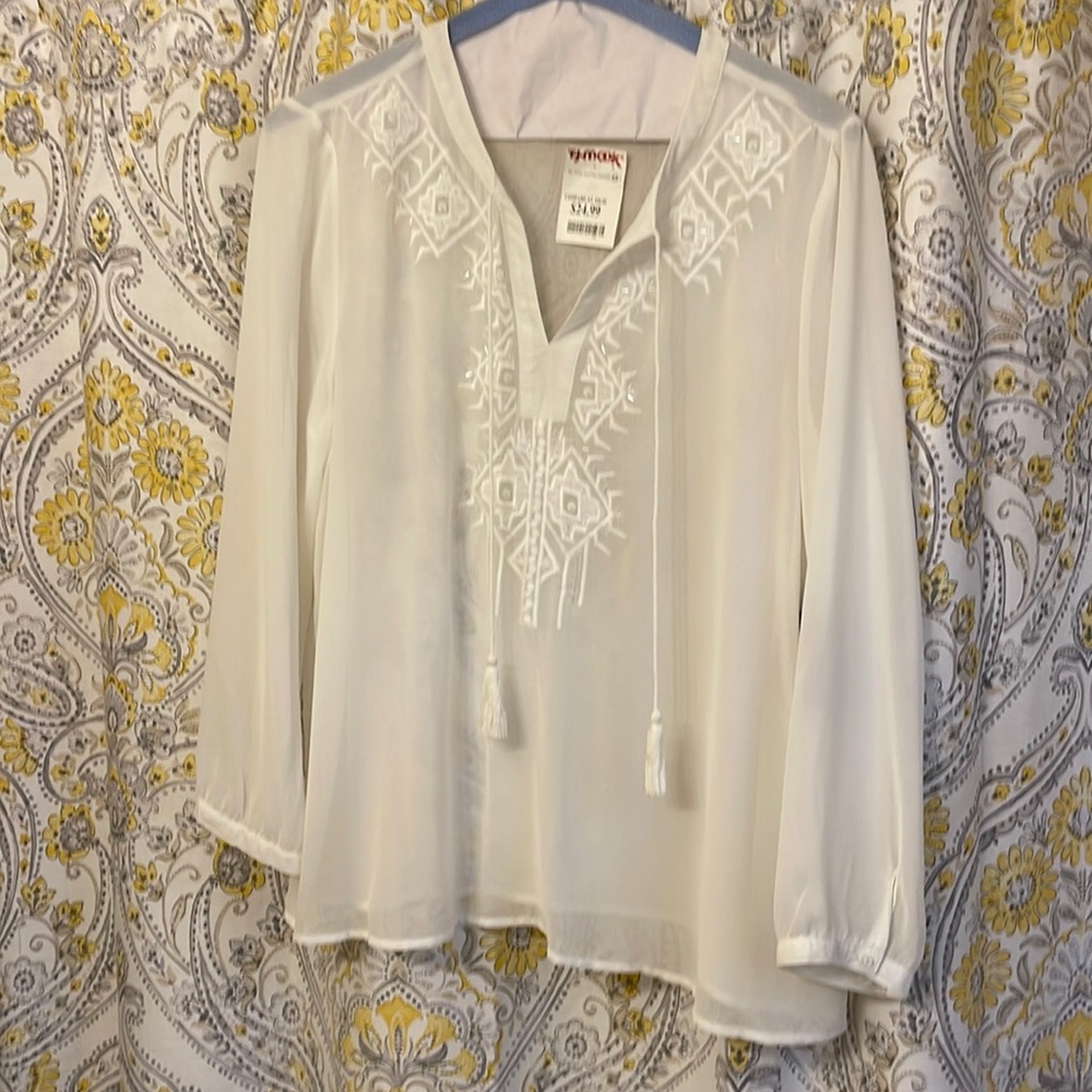 Sheer cream tunic - nwt - size xl